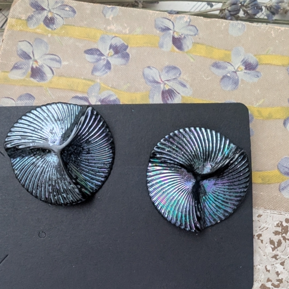 Iridescent Black Shell Earrings